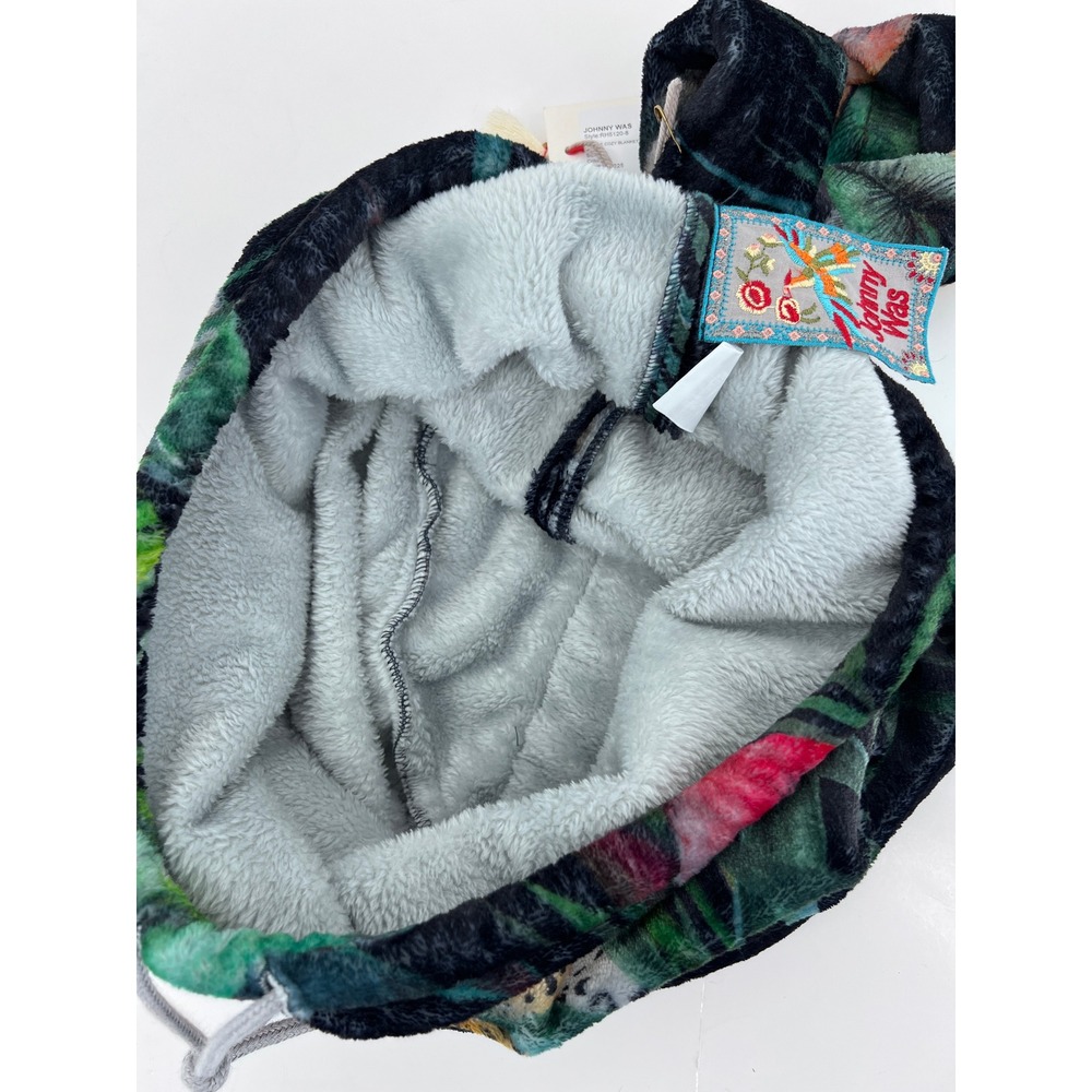 Johnny Was Jungle Cozy Bag ONLY Leopard Tropical Print Plush Drawstring Tote - Picture 5 of 7